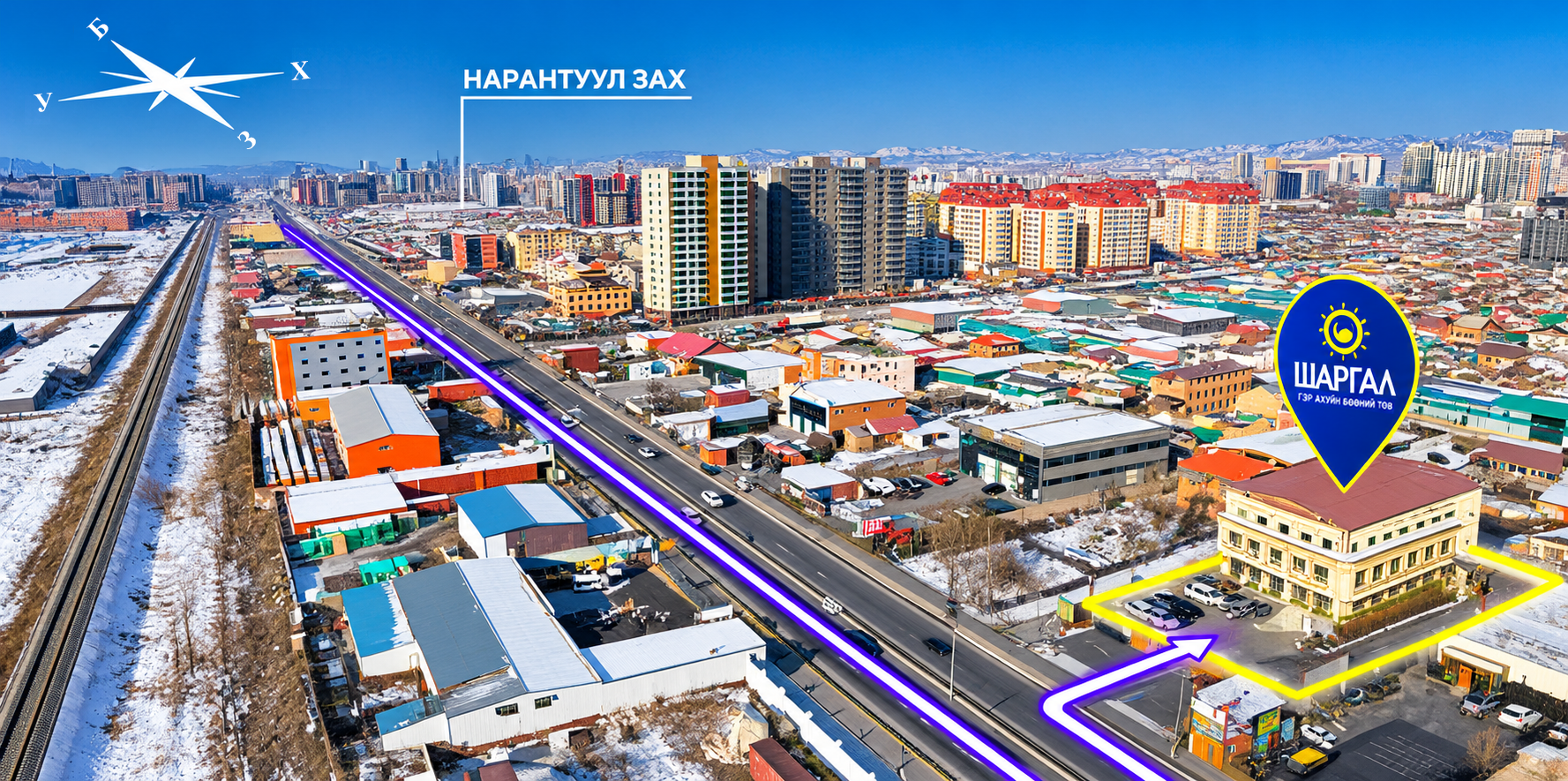 Шаргал дэлгүүрийн байршил, Нарантуул захын чиглэлийн газрын зураг